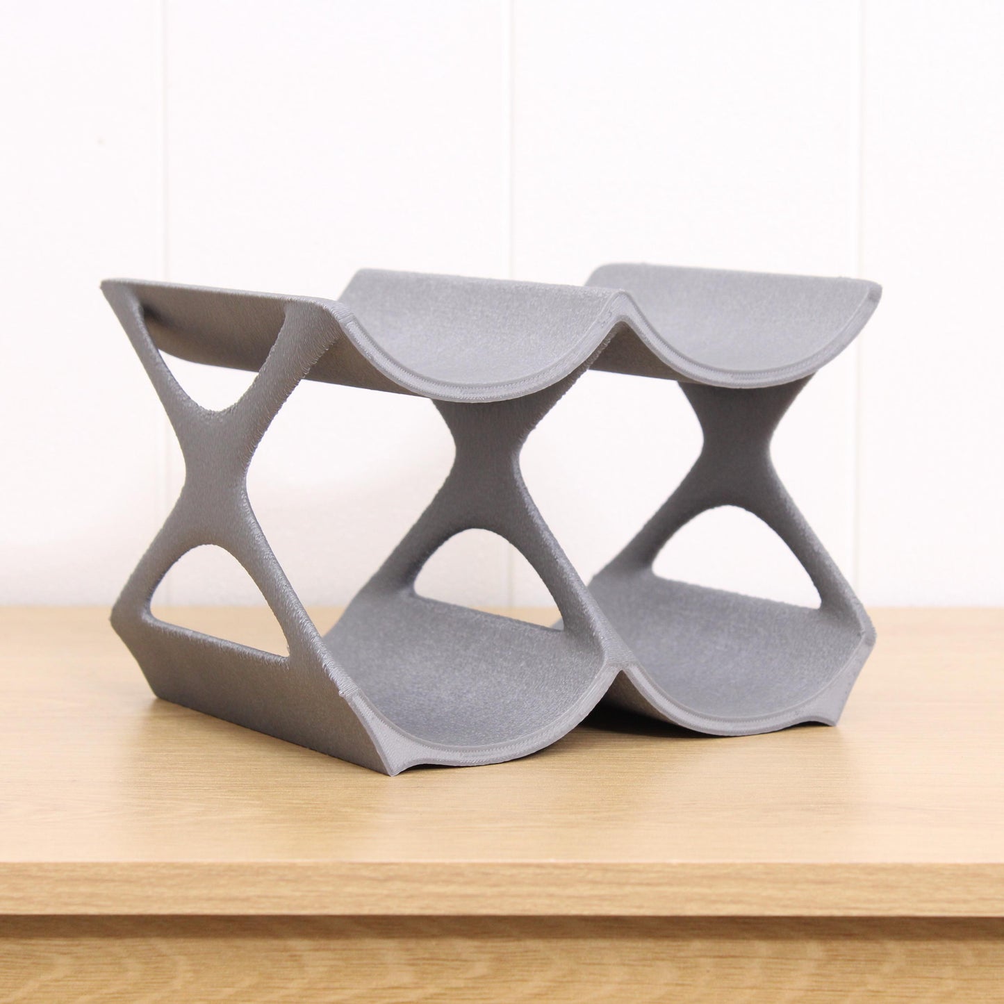 4-Bottle Grey Edgy Countertop Wine Rack, Unique Free Standing Wine Holder