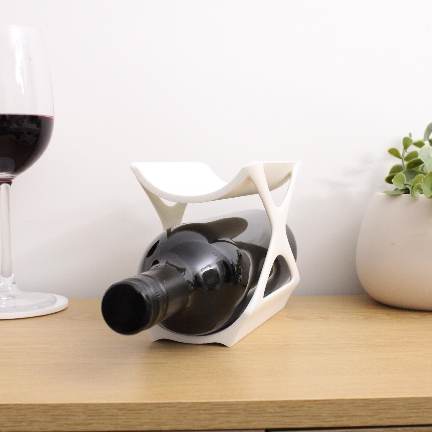 Edgy Countertop Wine Rack, Small 2 Bottle Tabletop Wine holder Stand