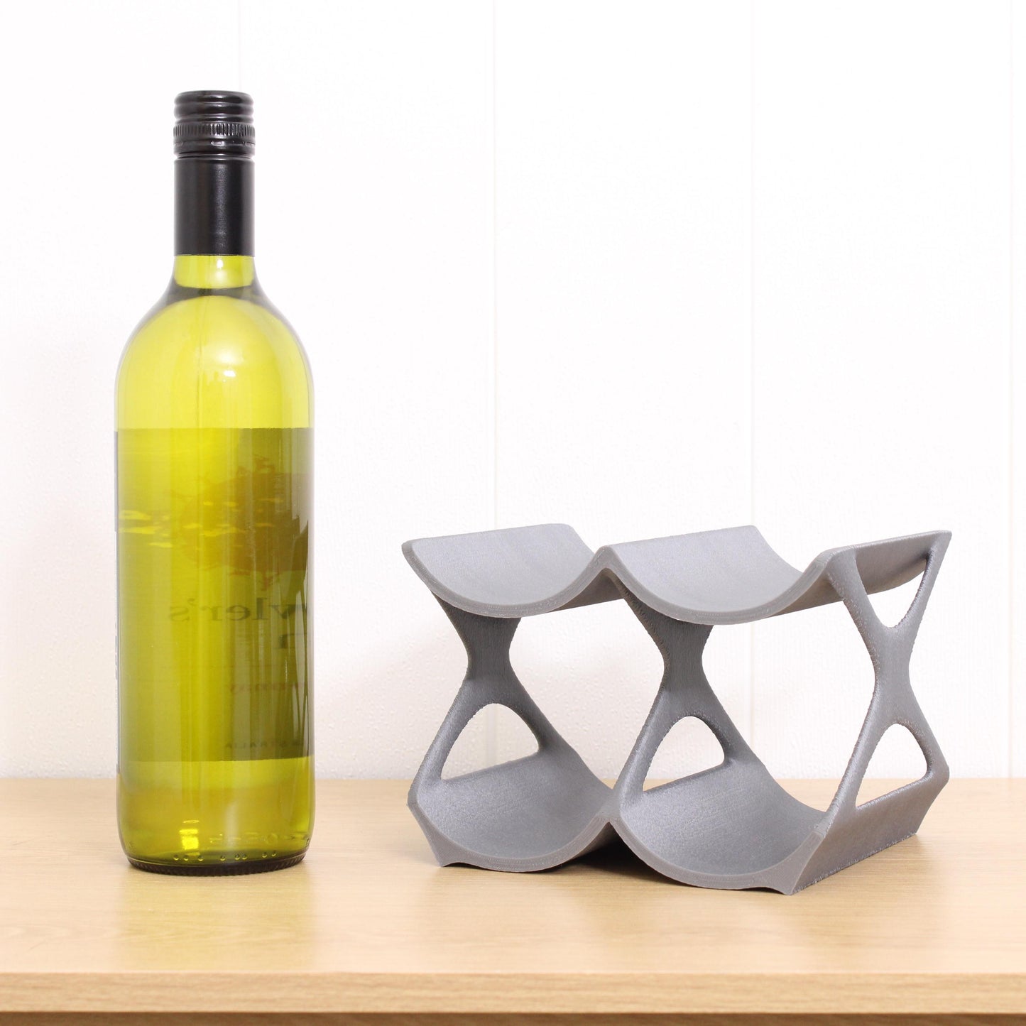 4-Bottle Grey Edgy Countertop Wine Rack, Unique Free Standing Wine Holder
