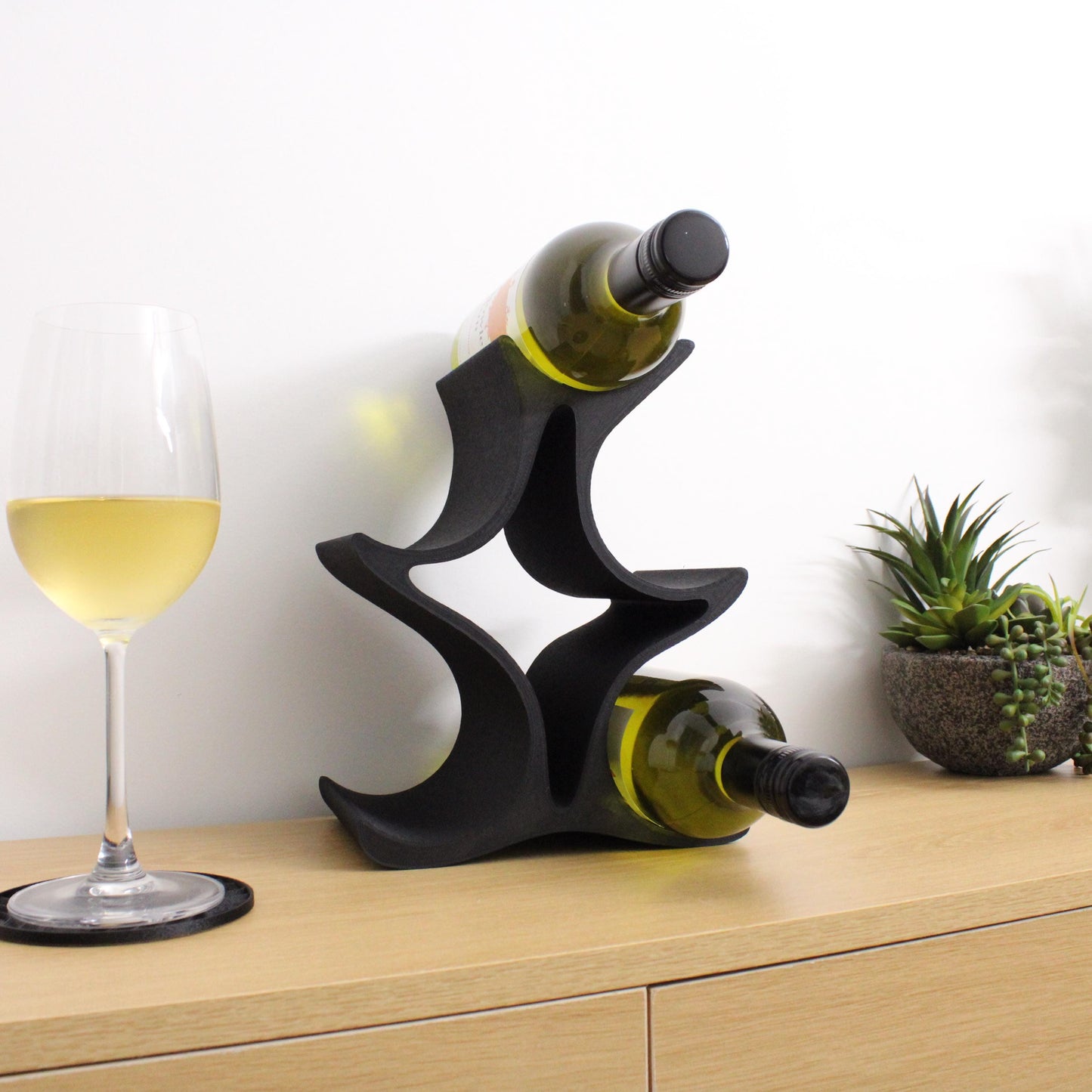 Celeste Wine Rack, 5 Bottle Countertop Wine Stand, Vertical Display Wine Storage for Wine Lovers