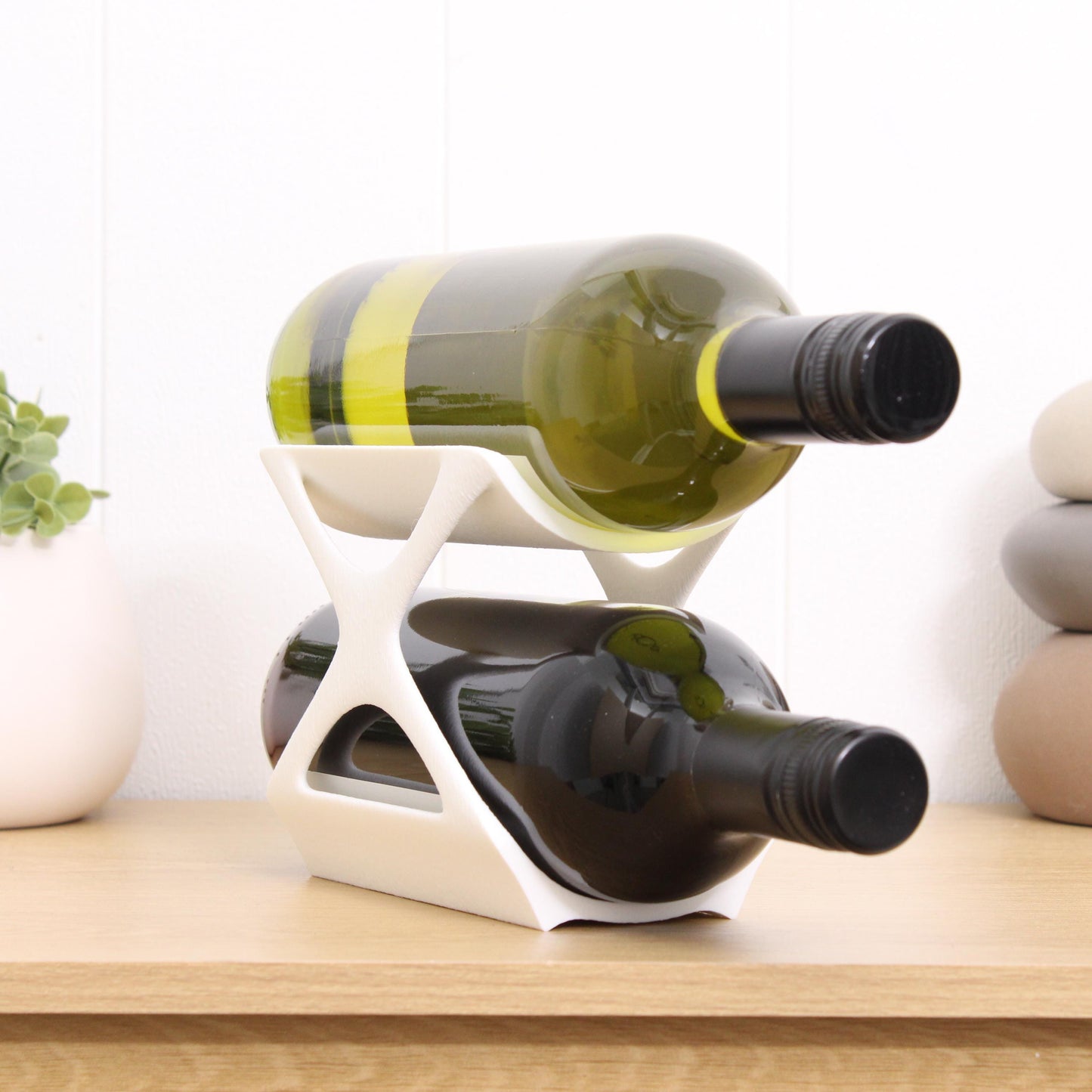 Edgy Countertop Wine Rack, Small 2 Bottle Tabletop Wine holder Stand