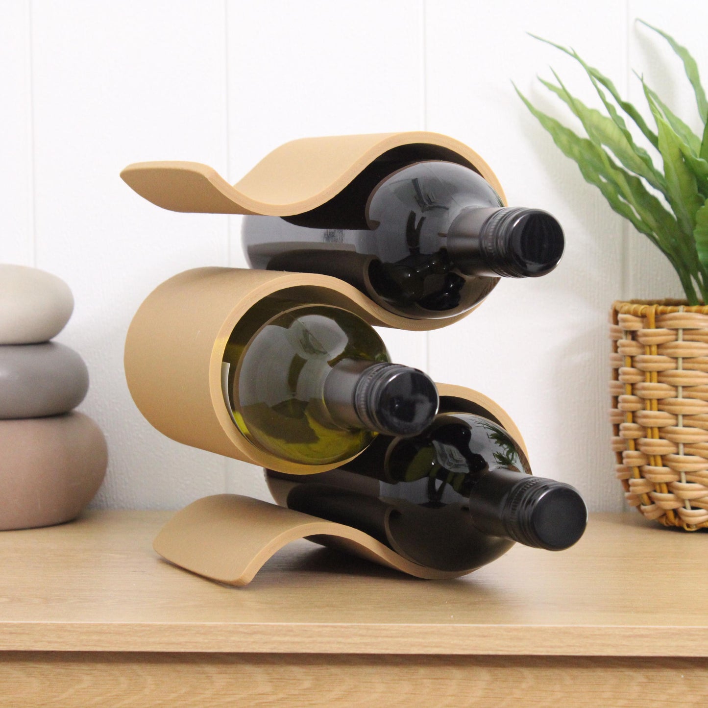 Wavy Wine Rack, Small 3 bottle Wine Stand for Wine Lovers