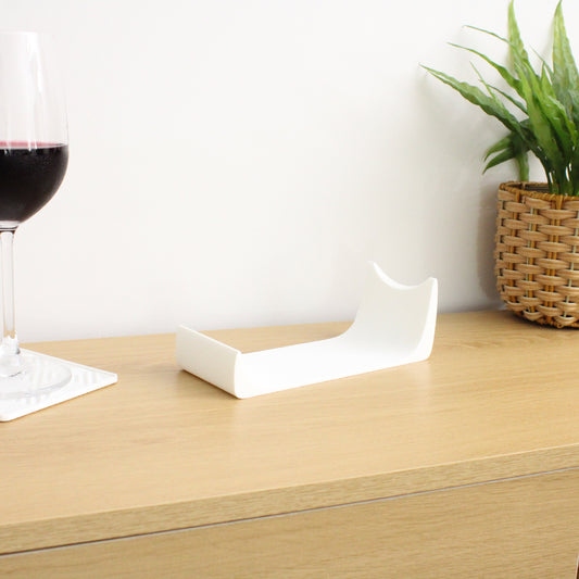 Minimal Wine Stand, Single Bottle Wine Holder in White