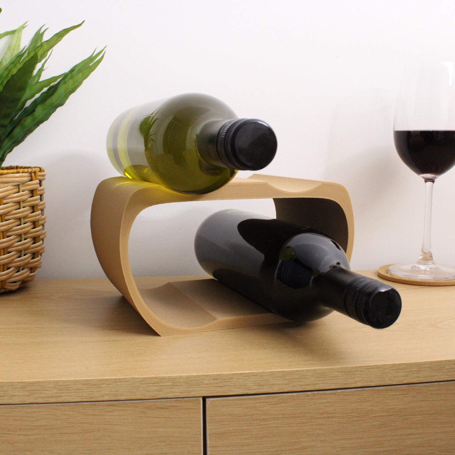 Lusso Wine Rack, 4 Bottle Countertop Wine Holder for Wine Lovers and home bars