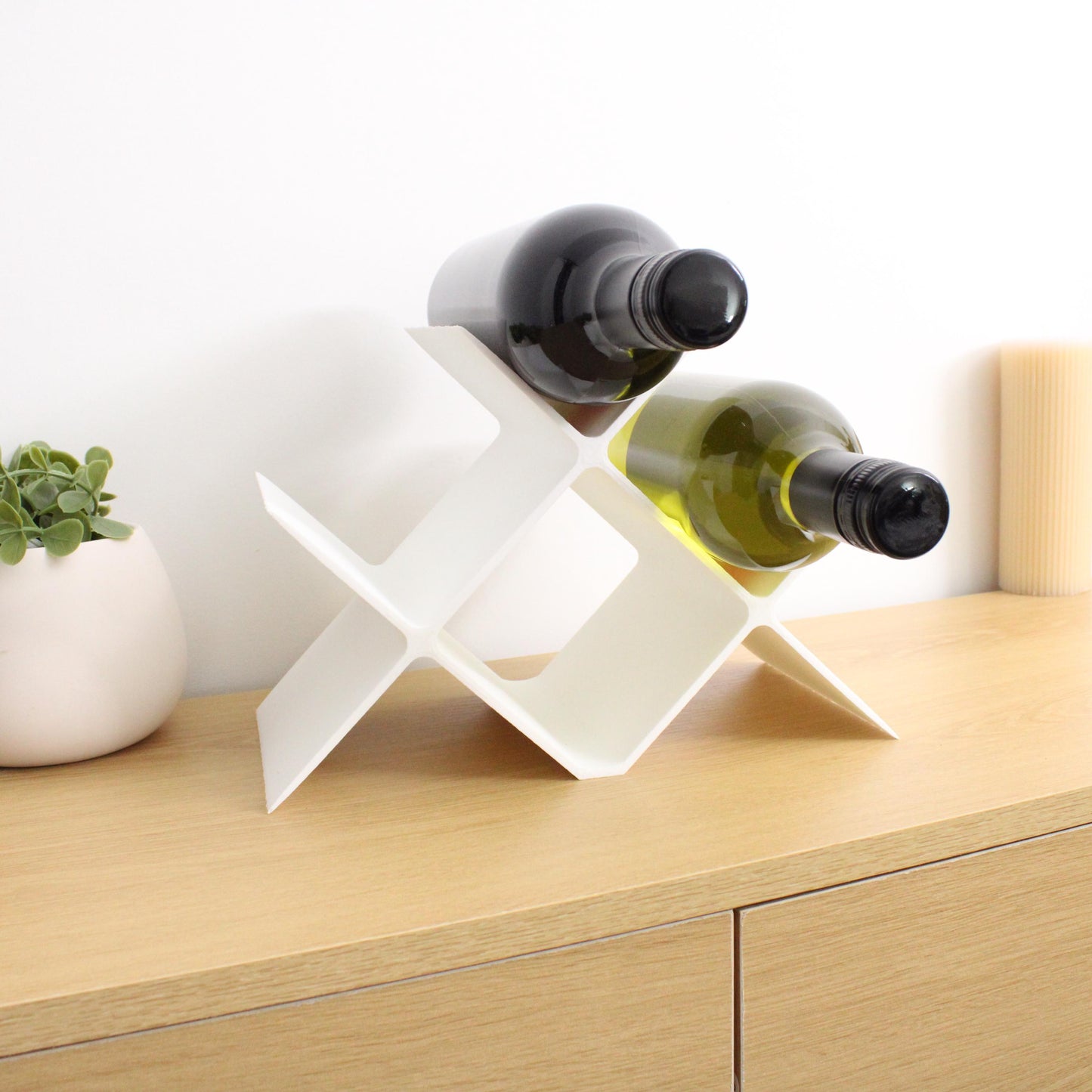 Countertop Wine Rack, Cross Large Modern Counter 4 Bottle Wine Stand, Modern Vertical Display Wine Storage for Wine Lovers.