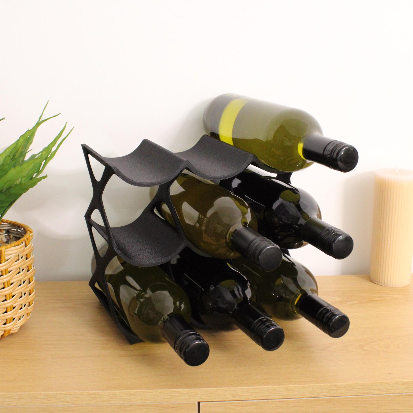 Modern Countertop Wine Rack, Edgy Large Modern Counter 9 Bottle Wine Stand, Vertical Display Wine Storage for Wine Lovers.