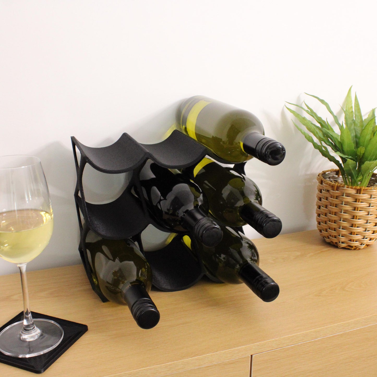 Modern Countertop Wine Rack, Edgy Large Modern Counter 9 Bottle Wine Stand, Vertical Display Wine Storage for Wine Lovers.
