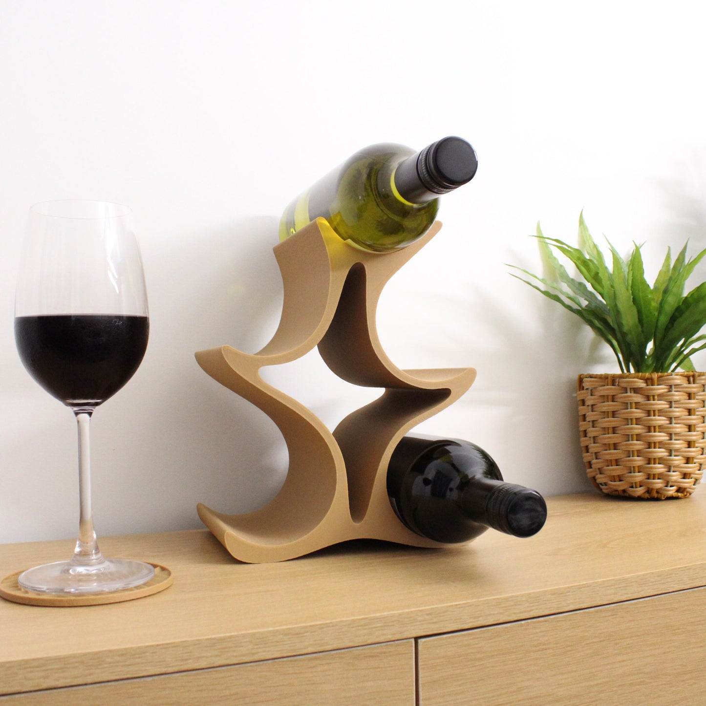 Celeste Wine Rack, 5 Bottle Countertop Wine Stand, Vertical Display Wine Storage for Wine Lovers