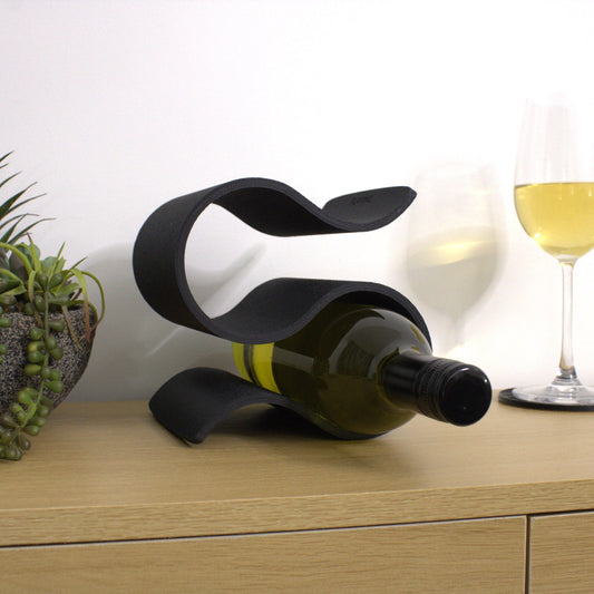 Wavy 2 Bottle Countertop Wine Rack in Black