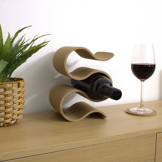 Wavy 3 Bottle Countertop Wine Rack in Brown