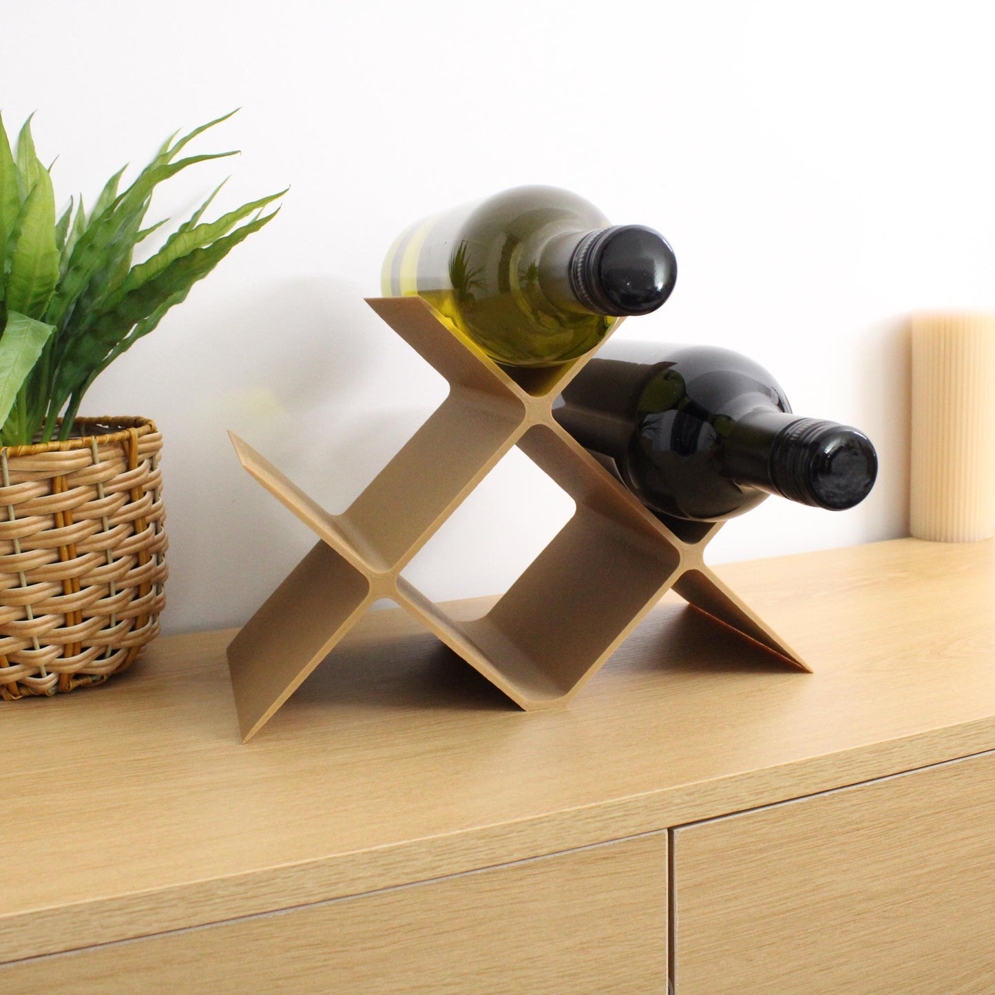 Countertop Wine Rack, Cross Large Modern Counter 4 Bottle Wine Stand, Modern Vertical Display Wine Storage for Wine Lovers.