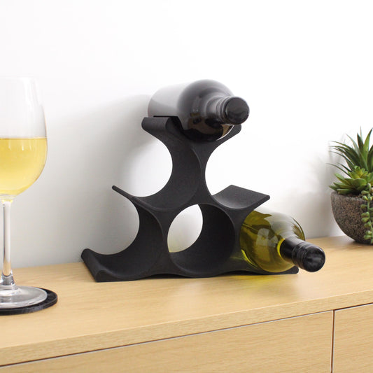 Pyramid 6 Bottle Countertop Wine Rack in Black