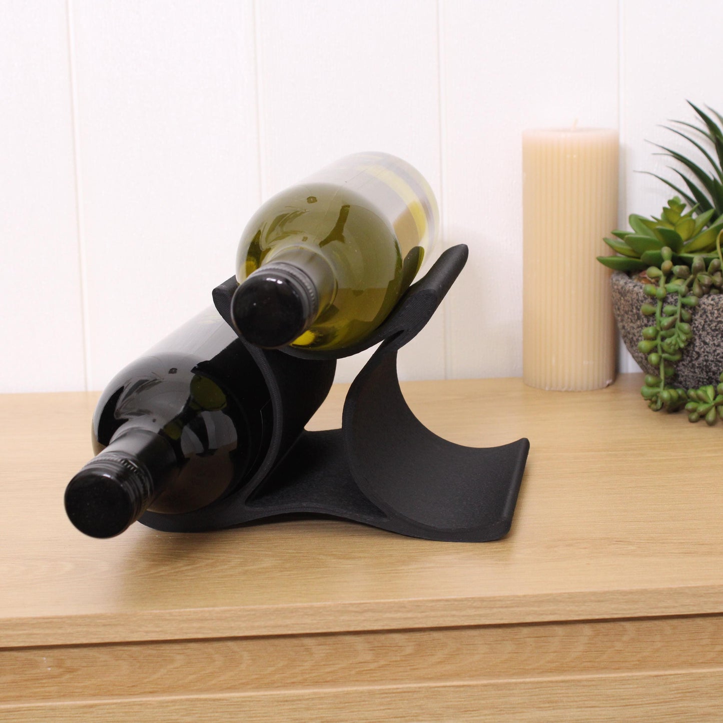 Mini Celeste Wine Rack, 3 Bottle Countertop Wine Stand, Vertical Display Wine Storage for Wine Lovers