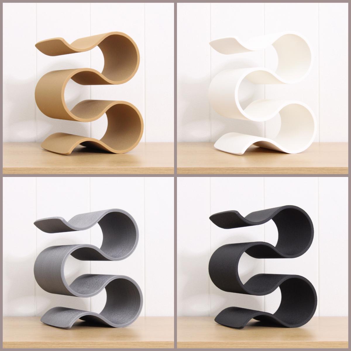 Wavy 3 Bottle Countertop Wine Rack in Black