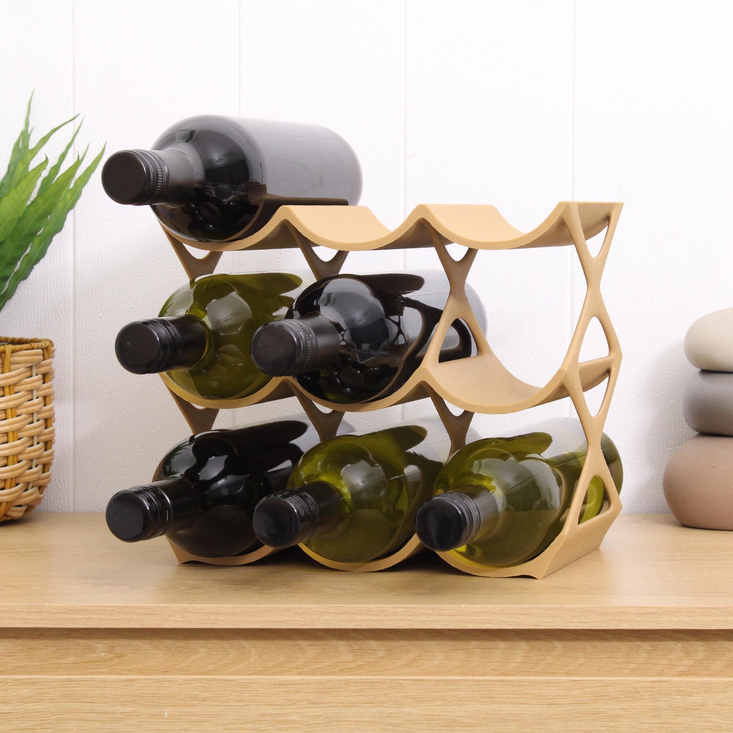 Modern Countertop Wine Rack, Edgy Large Modern Counter 9 Bottle Wine Stand, Vertical Display Wine Storage for Wine Lovers.