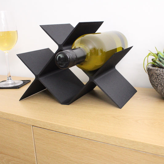 Cross 4 Bottle Countertop Wine Rack in Black