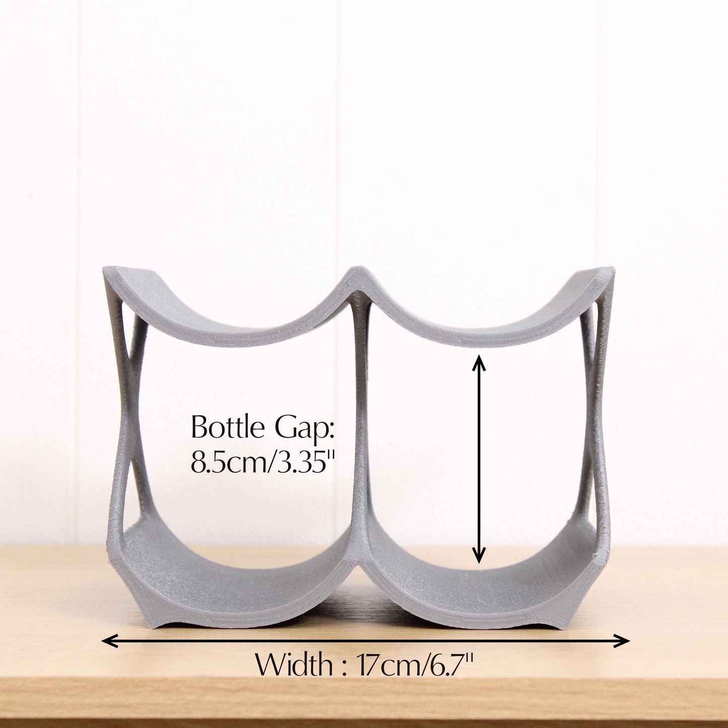 4-Bottle Grey Edgy Countertop Wine Rack, Unique Free Standing Wine Holder