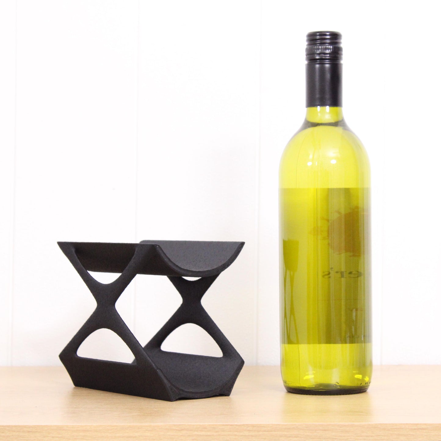 Edgy Countertop Wine Rack, Small Modern Counter 2 Bottle Wine Stand, Display Wine Storage for Wine Lovers.