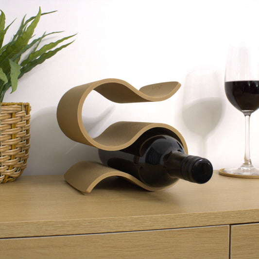 Wavy 2 Bottle Countertop Wine Rack in Brown