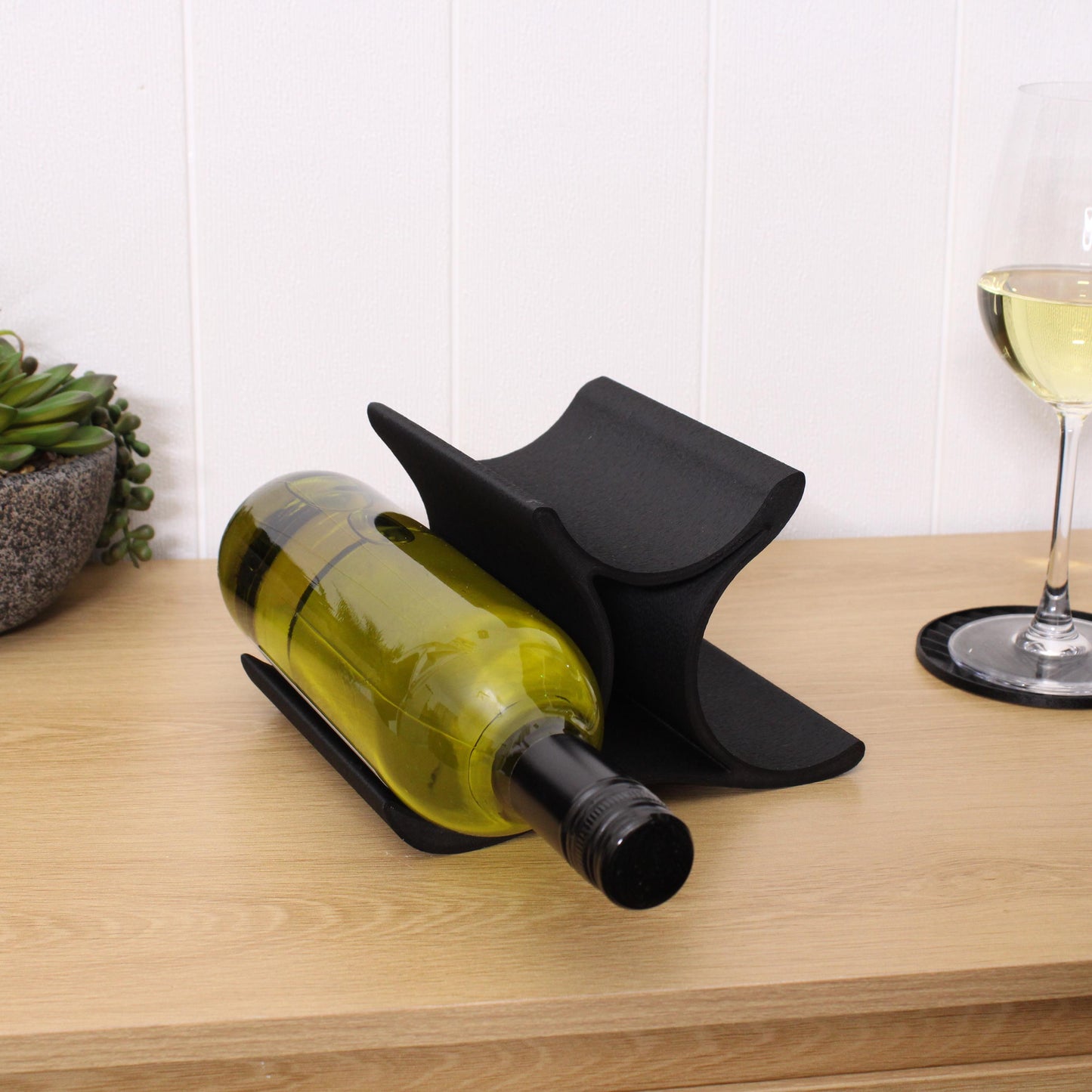 Mini Celeste Wine Rack, 3 Bottle Countertop Wine Stand, Vertical Display Wine Storage for Wine Lovers