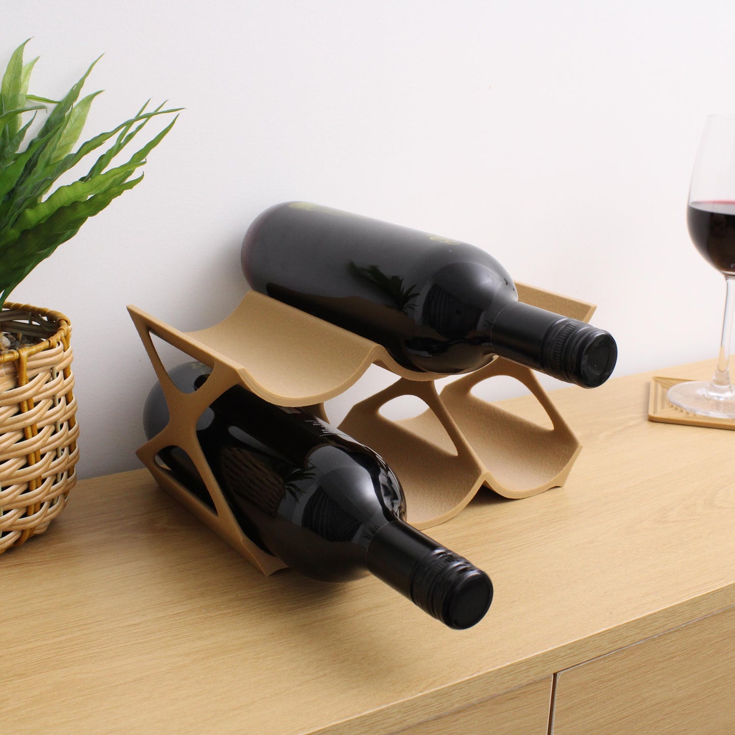 Modern Countertop Wine Rack, Edgy Large Modern Counter 6 Bottle Wine Stand, Vertical Display Wine Storage for Wine Lovers.