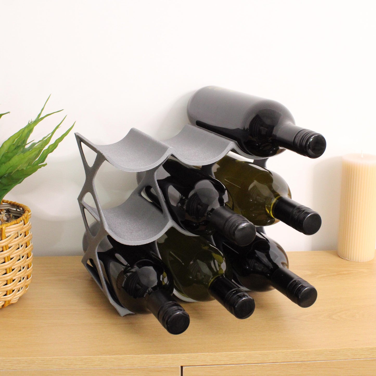 Modern Countertop Wine Rack, Edgy Large Modern Counter 9 Bottle Wine Stand, Vertical Display Wine Storage for Wine Lovers.