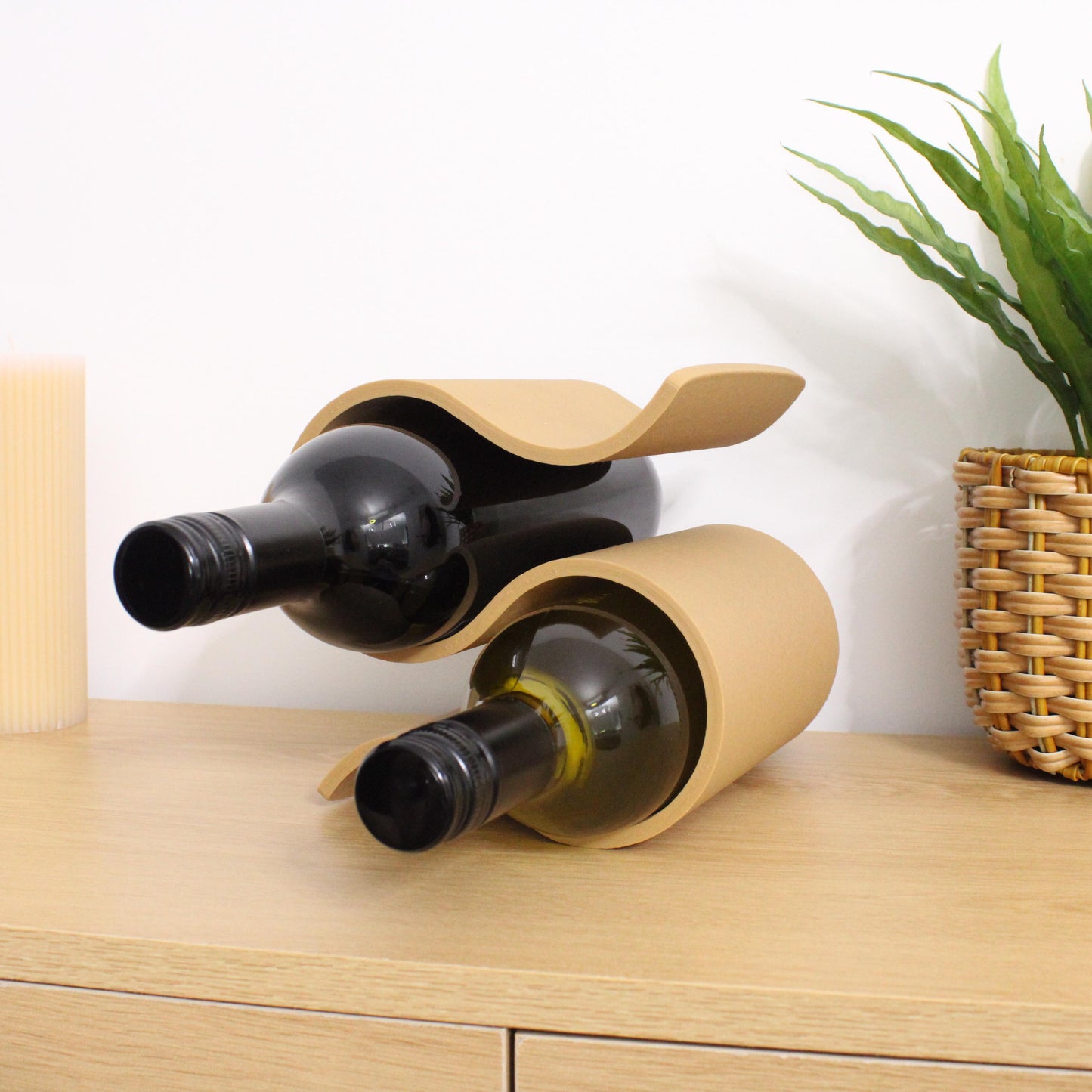 Mini Wavy Wine Rack, Small 2 bottle Wine Stand Home Organisation