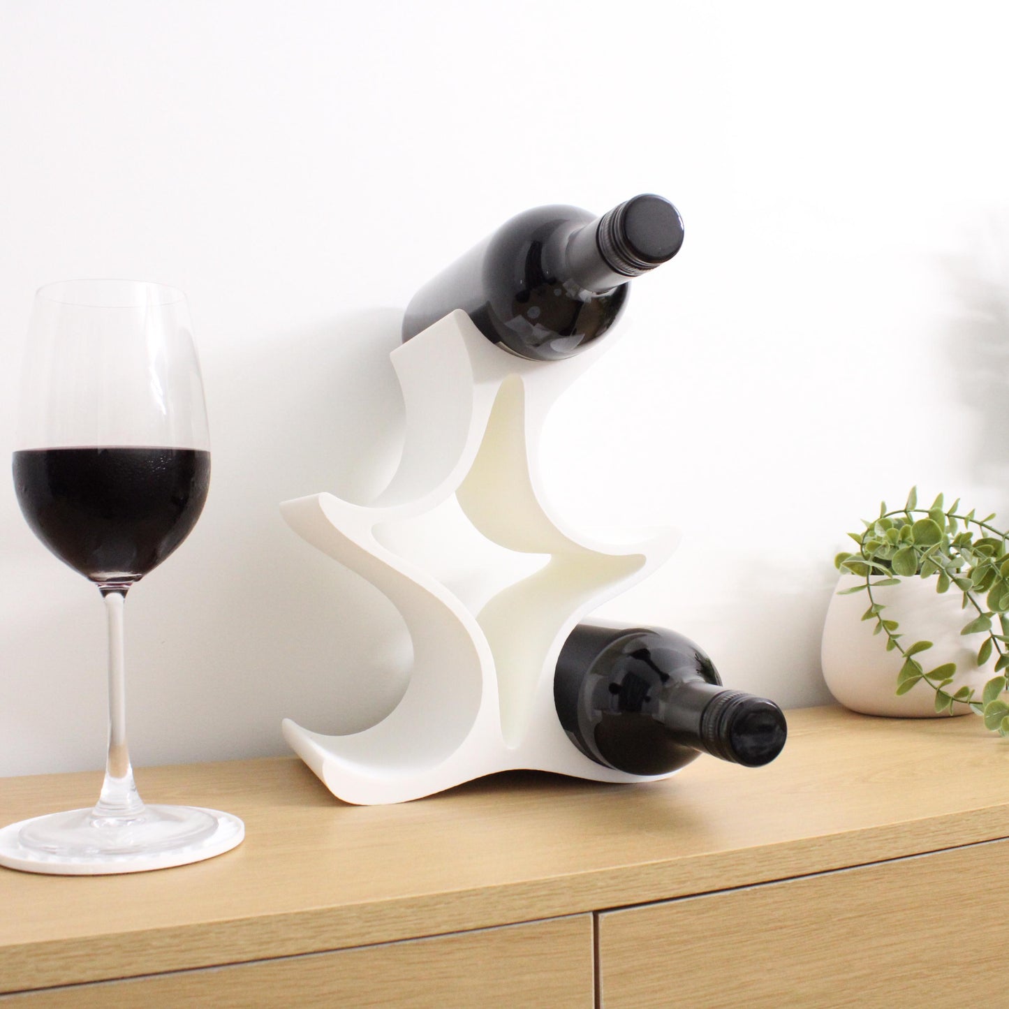 Celeste Wine Rack, 5 Bottle Countertop Wine Stand, Vertical Display Wine Storage for Wine Lovers