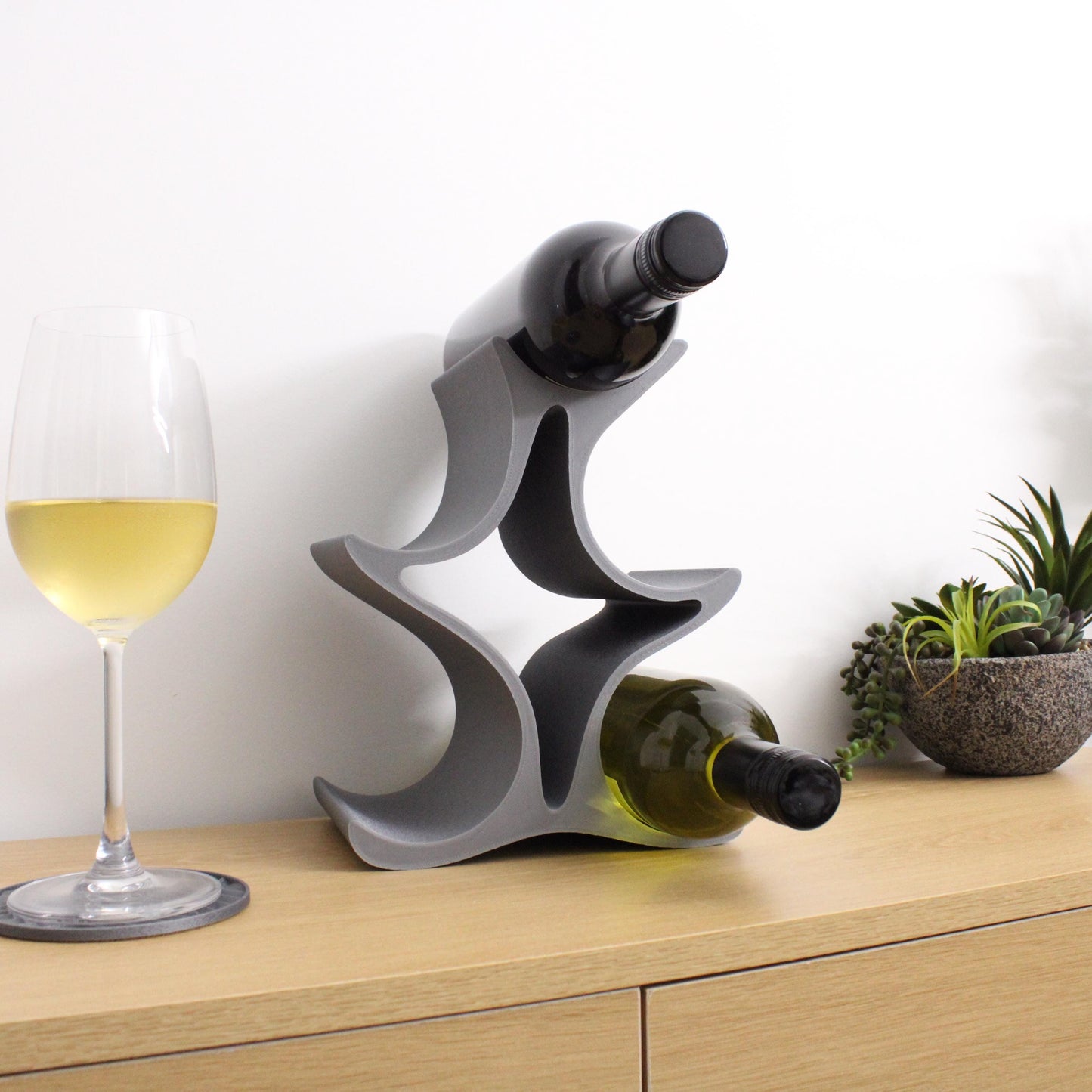 Celeste Wine Rack, 5 Bottle Countertop Wine Stand, Vertical Display Wine Storage for Wine Lovers