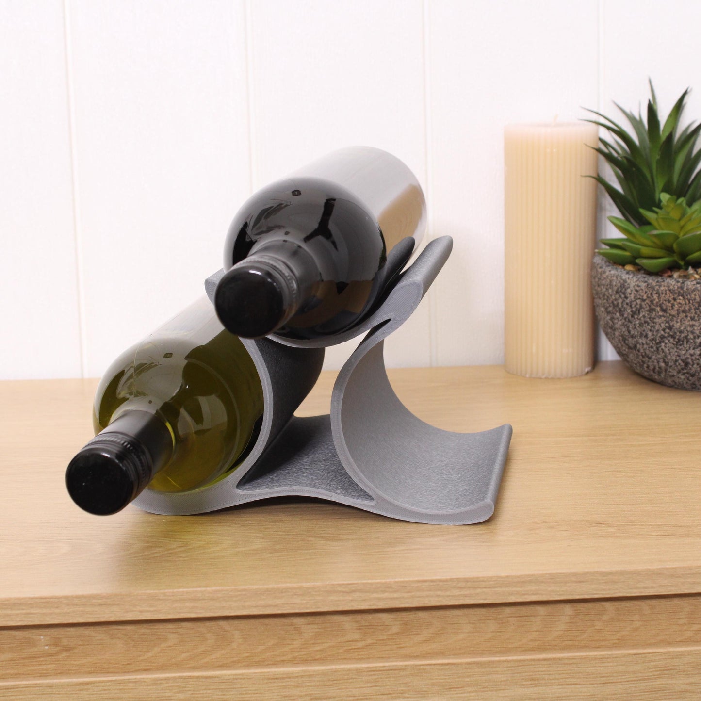 Mini Celeste Wine Rack, 3 Bottle Countertop Wine Stand, Vertical Display Wine Storage for Wine Lovers