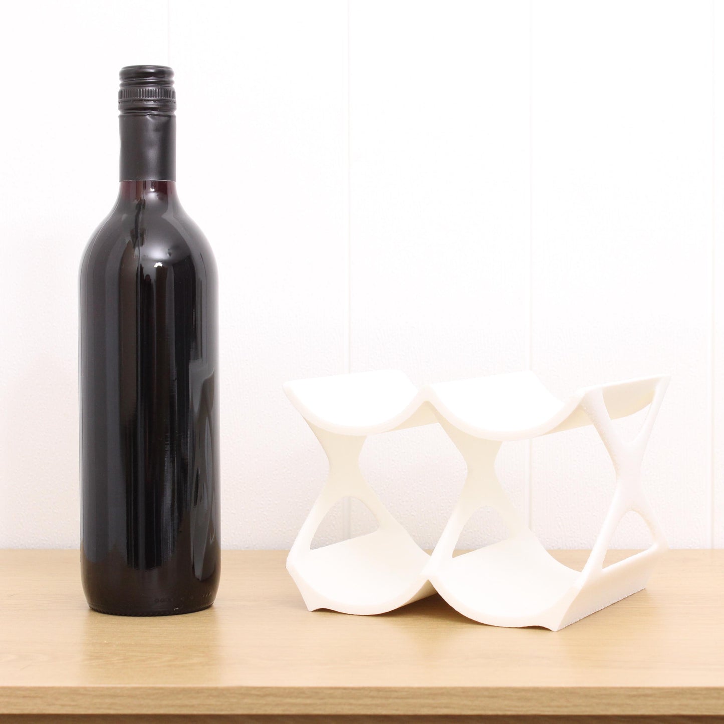 4-Bottle Wine Rack Countertop white, Unique Free Standing Tabletop Wine Holder