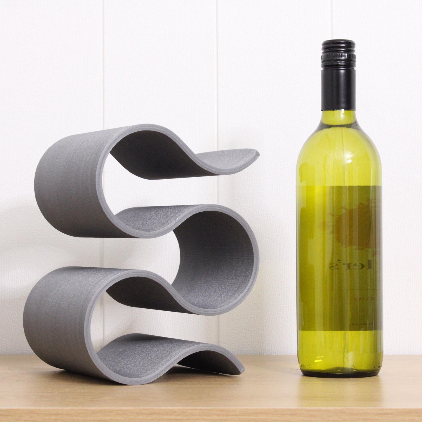 Countertop Wine Rack, Vertical Wavy 3 Bottle Wine Storage, Curvy Display Stand