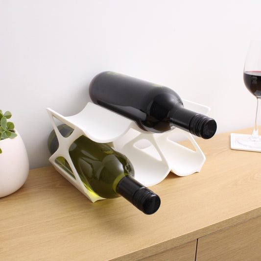 Edgy 6 Bottle Wine Rack in White