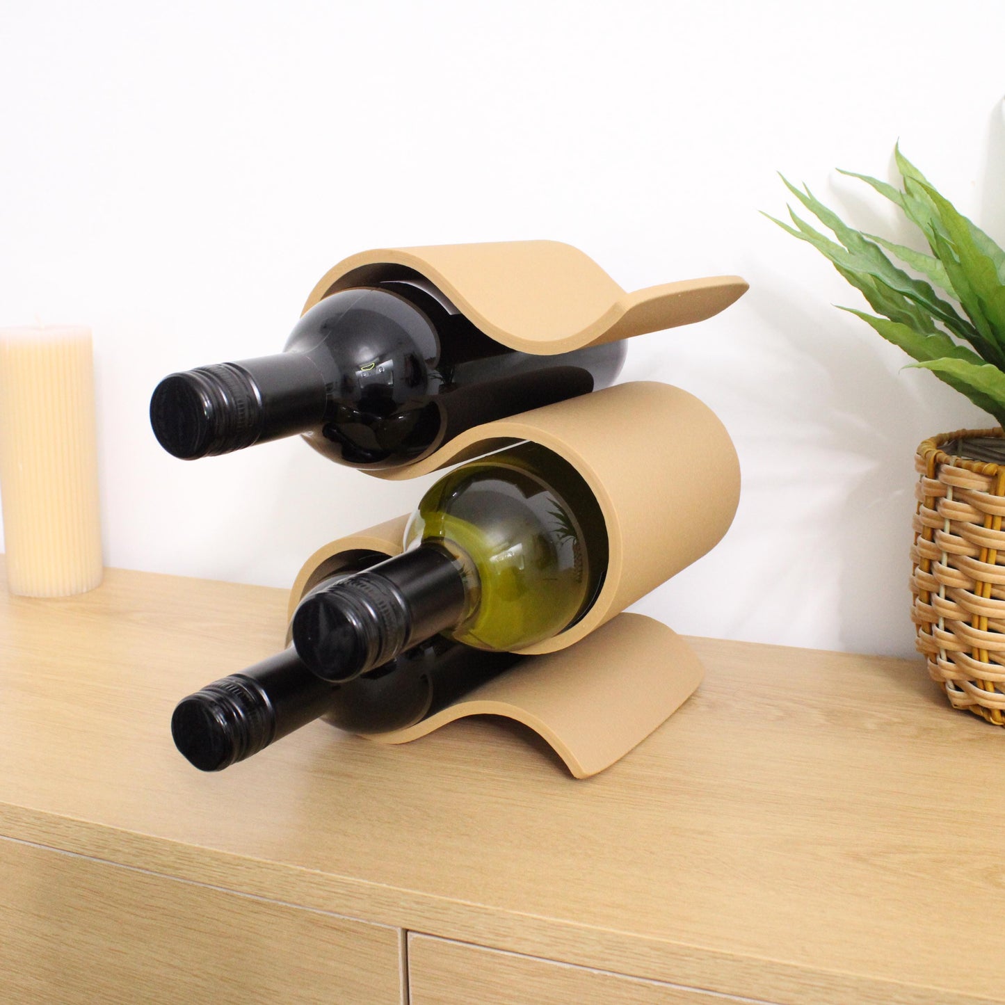 Wavy Wine Rack, Small 3 bottle Wine Stand for Wine Lovers