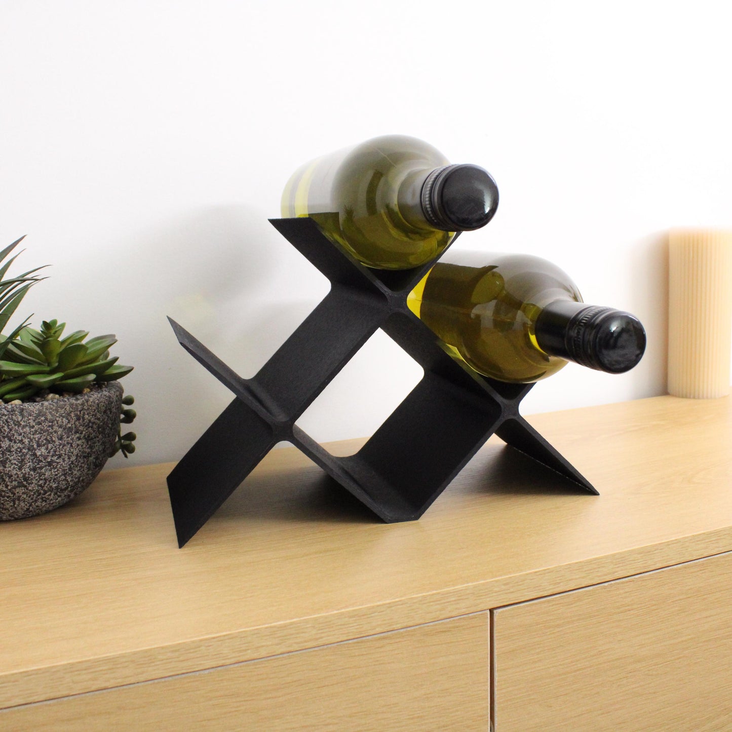 Countertop Wine Rack, Cross Large Modern Counter 4 Bottle Wine Stand, Modern Vertical Display Wine Storage for Wine Lovers.