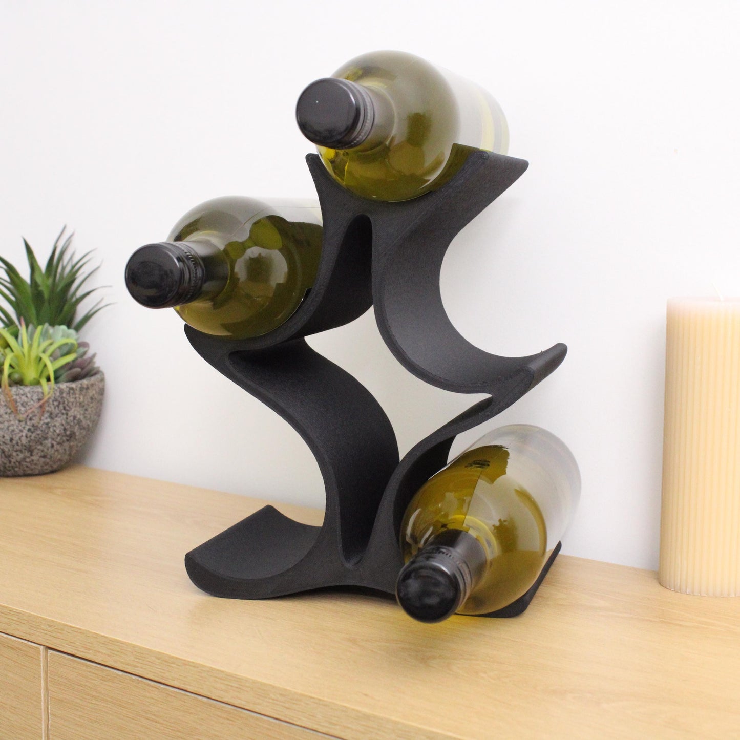 Celeste Wine Rack, 5 Bottle Countertop Wine Stand, Vertical Display Wine Storage for Wine Lovers