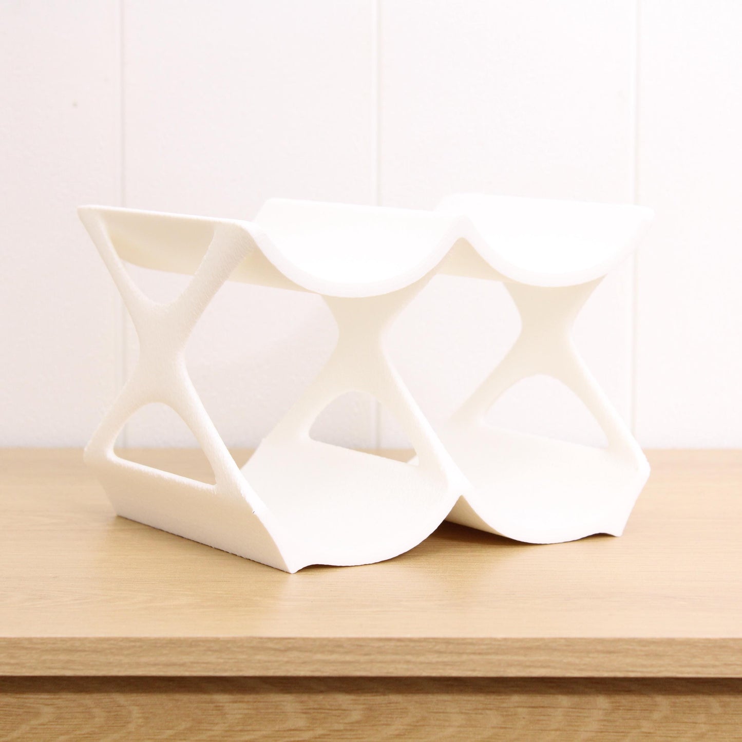 4-Bottle Wine Rack Countertop white, Unique Free Standing Tabletop Wine Holder