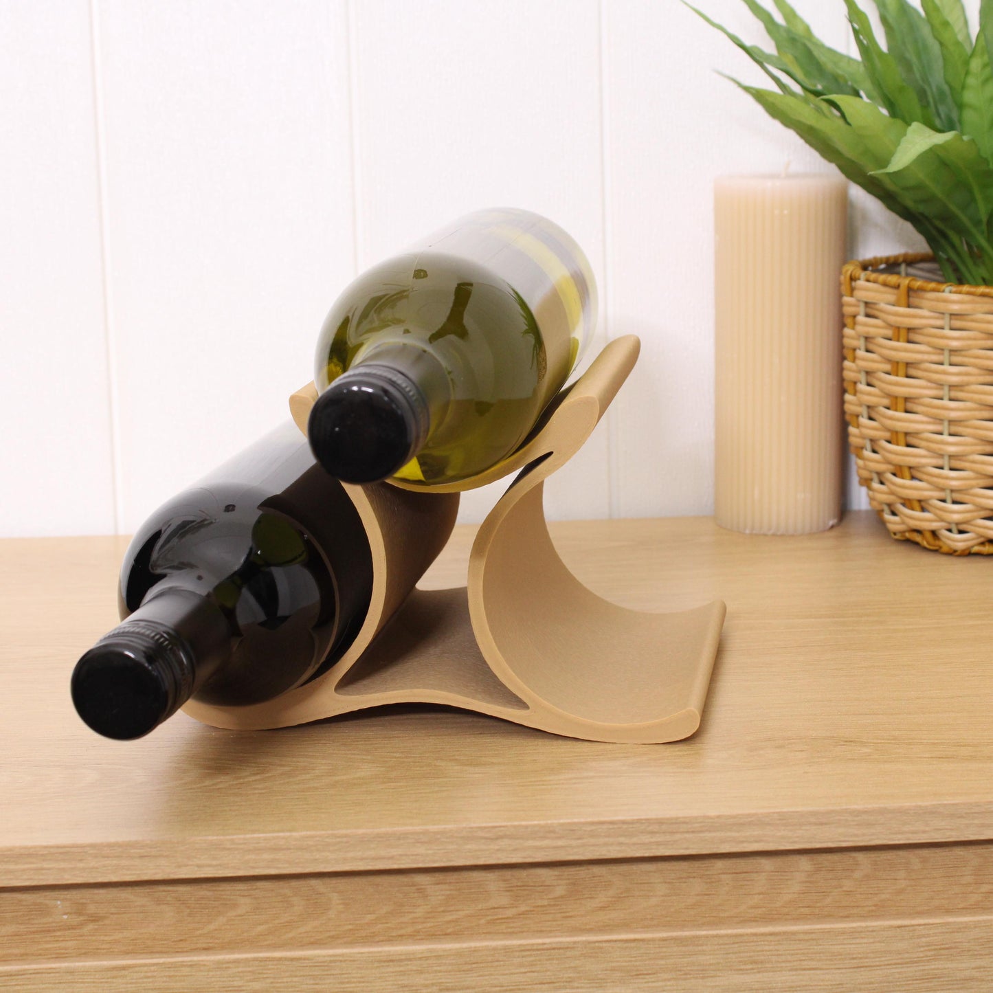 Mini Celeste Wine Rack, 3 Bottle Countertop Wine Stand, Vertical Display Wine Storage for Wine Lovers