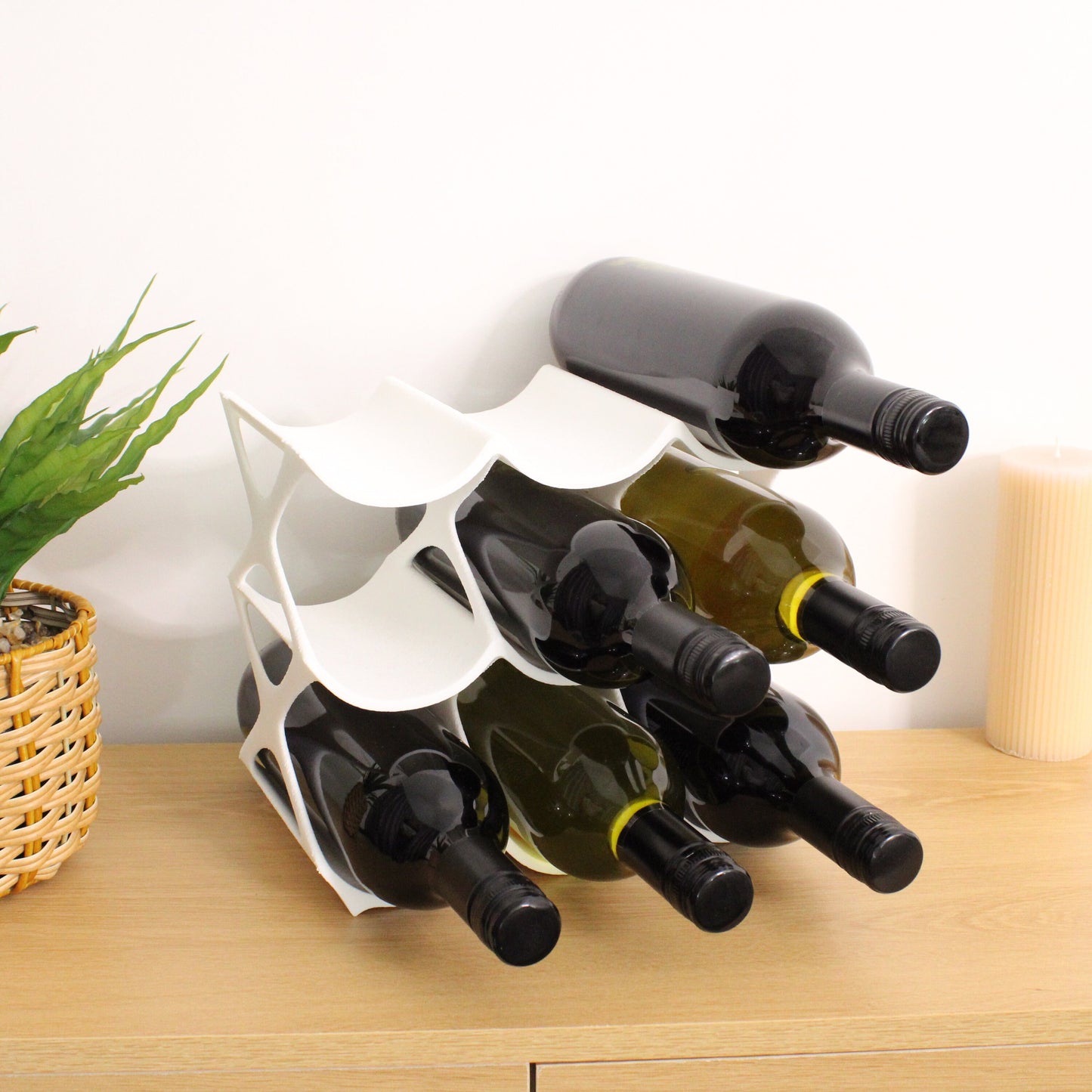 Modern Countertop Wine Rack, Edgy Large Modern Counter 9 Bottle Wine Stand, Vertical Display Wine Storage for Wine Lovers.