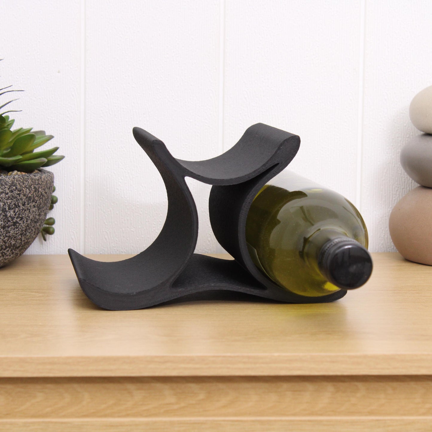 Mini Celeste Wine Rack, 3 Bottle Countertop Wine Stand, Vertical Display Wine Storage for Wine Lovers