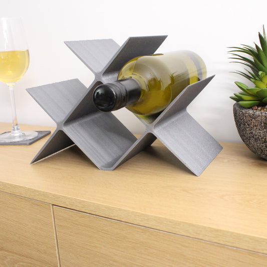 Cross 4 Bottle Countertop Wine Rack in Grey