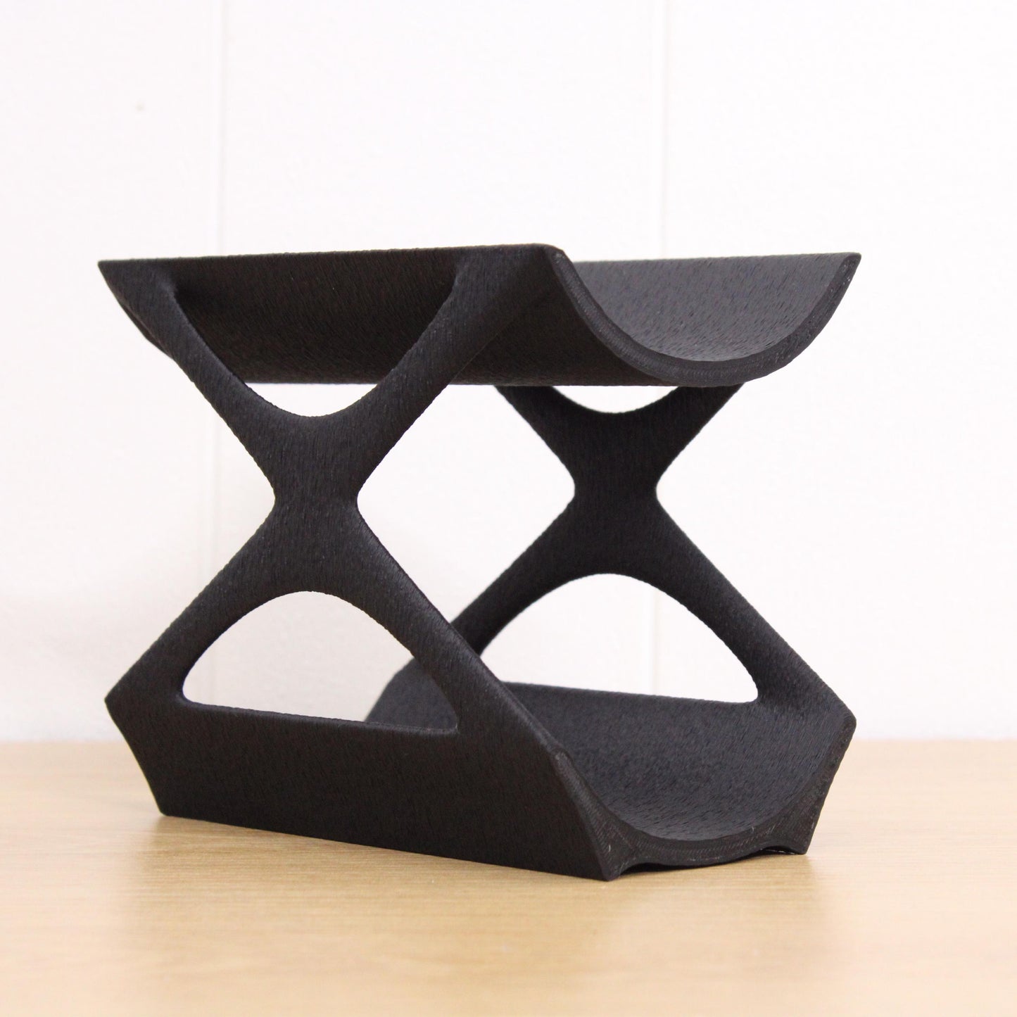 Edgy Countertop Wine Rack, Small Modern Counter 2 Bottle Wine Stand, Display Wine Storage for Wine Lovers.