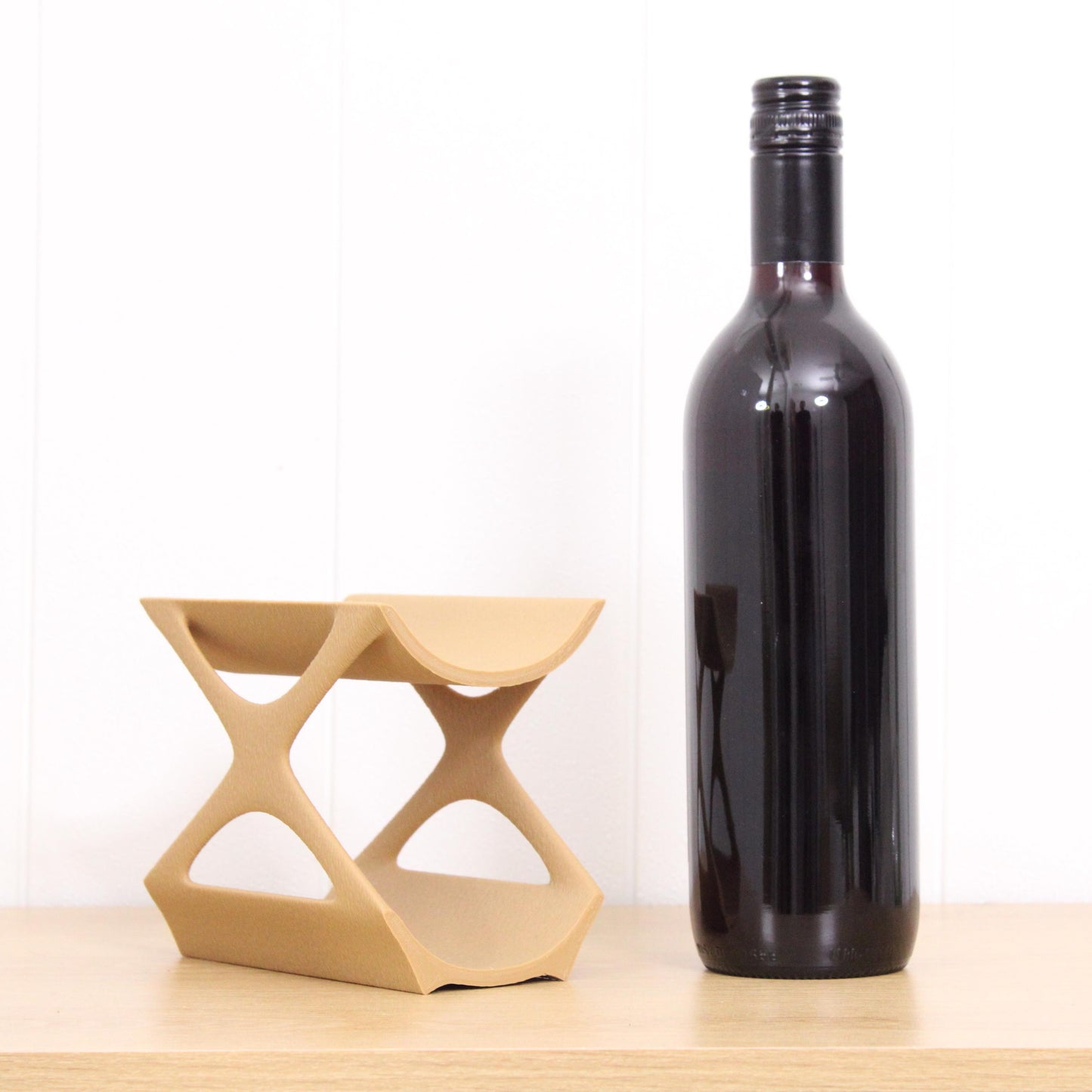 Edgy Countertop Wine Rack, Small Modern Counter 2 Bottle Wine Stand, Display Wine Storage for Wine Lovers.