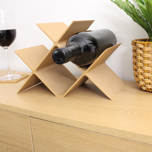 Cross 4 Bottle Countertop Wine Rack in Brown