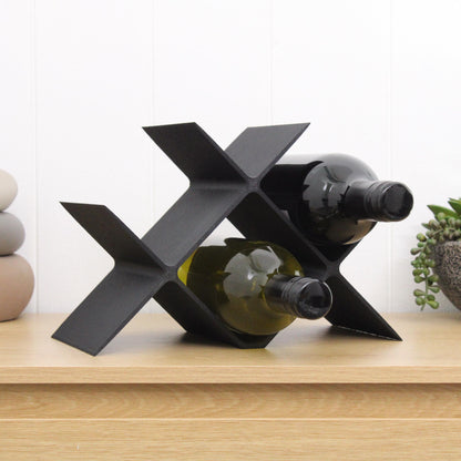 Countertop Wine Rack, Cross Large Modern Counter 4 Bottle Wine Stand, Modern Vertical Display Wine Storage for Wine Lovers.