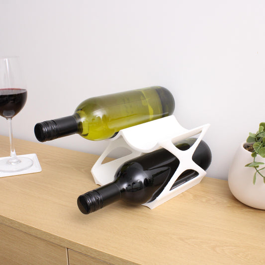 4-Bottle Wine Rack Countertop white, Unique Free Standing Tabletop Wine Holder