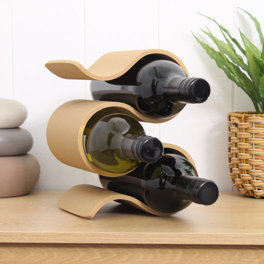 Wavy Wine Rack, Small 3 bottle Wine Stand for Wine Lovers