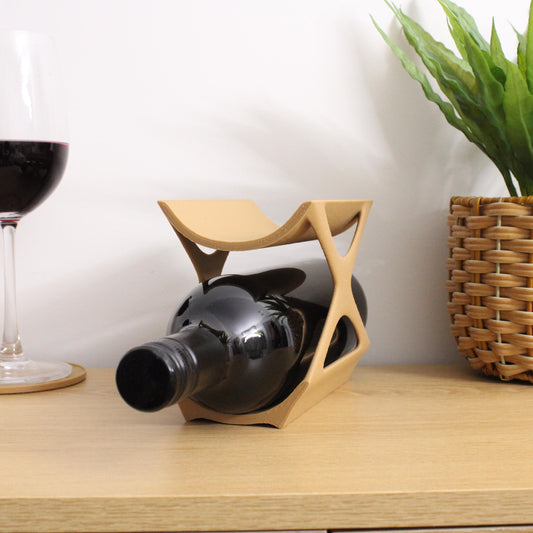 Edgy Countertop Wine Rack, Small Modern Counter 2 Bottle Wine Stand, Display Wine Storage for Wine Lovers.