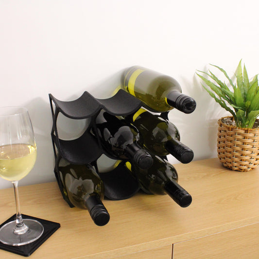 Modern Countertop Wine Rack, Edgy Large Modern Counter 9 Bottle Wine Stand, Vertical Display Wine Storage for Wine Lovers.