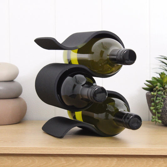 Wavy Wine Rack, Small 3 bottle Wine Stand Home Organisation